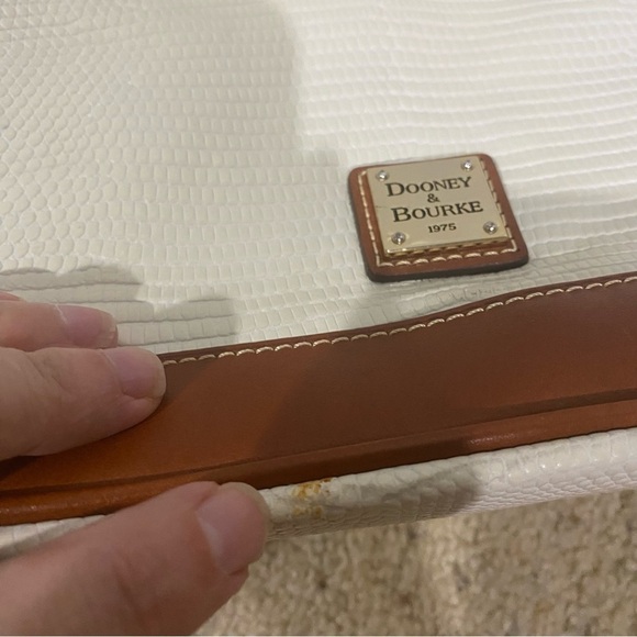 Dooney & Bourke Pebble Zip Zip Satchel Purse White / Brown with Bag and Keychain - Picture 8 of 14